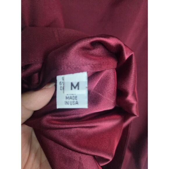 Ramy Brook "Marci" Dark Wine Red Silk Side Drape Satin Dresss size Medium - Picture 9 of 9